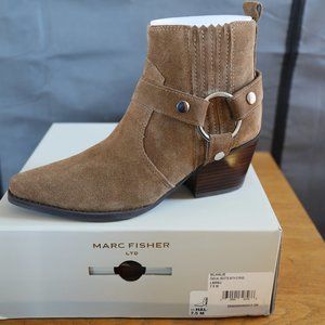 Booties, brown suede, western influence